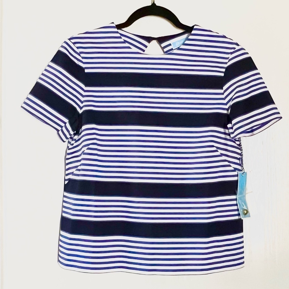 Draper James Navy and White Striped Top